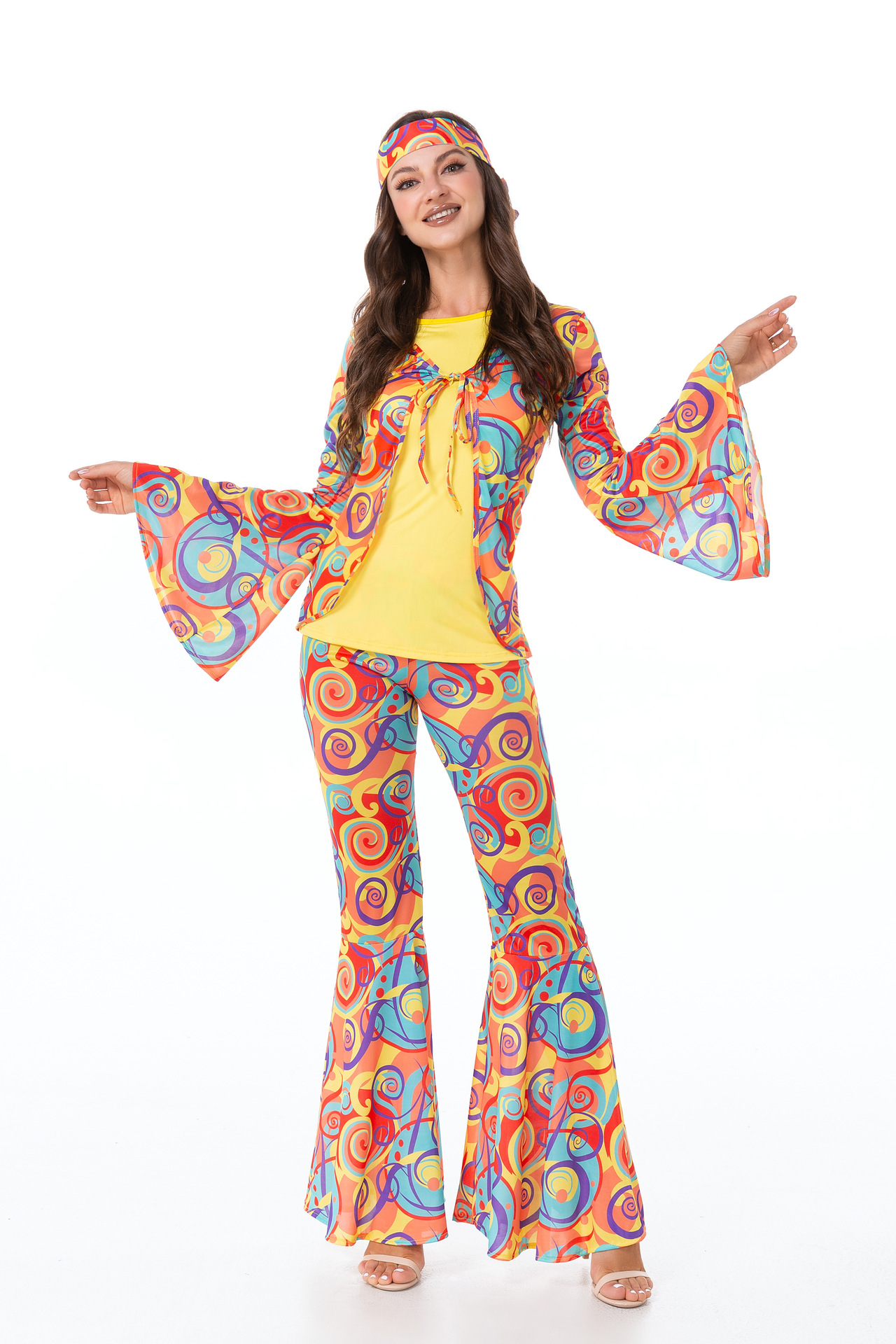 70s Retro Hippie Costume Set Halloween Disco Dance Performance Adult Costume